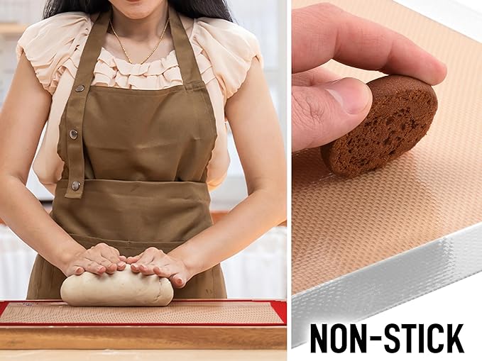 Zulay Kitchen 16.5"x11.6" 2-Pack Silicone Baking Mat - Reusable Nonstick Baking Sheet - Dark Gray