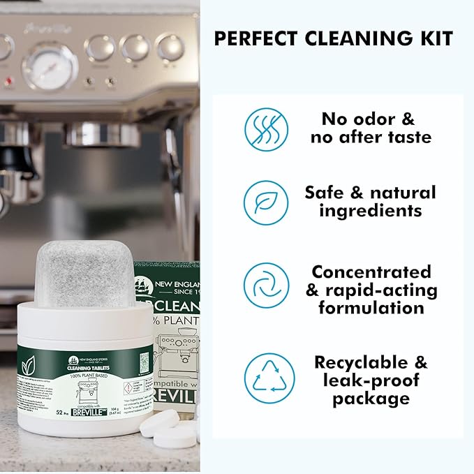 6 Pack Breville Compatible Charcoal Filters with 52 Cleaning Tablets, 1 Year Breville Compatible Maintenance Kit, Espresso Machine Clean Kit for Breville Barista Pro, Breville Infuser and more