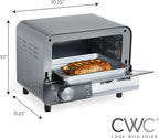 COOK WITH COLOR Mini Toaster Oven: 600W Power, Precision Timer, Auto Shutoff, and Culinary Delights Up To 450 Degrees, Grey