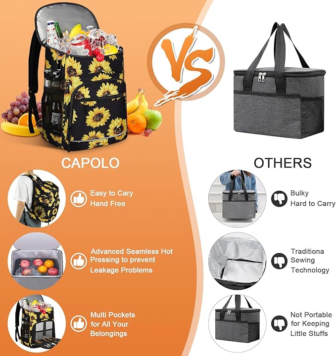 Cooler Backpack Insulated Leakproof Waterproof Backpack Cooler Bag 30/45 Cans, Large Capacity Lightweight Travel Camping Beach Backpack Cooler Ice Chest for Men and Women