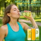 12 Pack 18oz Glass Juice Bottles with Lids Carry Strap, Reusable Glass Water Bottle BPA Free Leakproof Wide Mouth Smoothie Tea Coffee Cold Brew Storage Refrigerator Safe