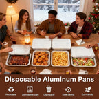 Aluminum Foil Pans 9x13 - Disposable Half Size Deep Steam Table Tin Foil Pans for Oven Baking Cake, Roasting Turkey, Food Prepping, Storing, Freezing, Chafing (25 Pack with Lids)