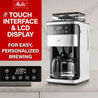 Melitta® Aroma Fresh™ Plus 10-Cup Automatic Drip, Programmable Coffee Maker with built in Burr Coffee Grinder, 5-Pack Coffee Filters included