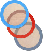 8 Inch Round Silicone Baking Mat, Set of 3 Reusable Silicone Baking Mats, Silicone Mat for 8 Inch Cake Pan, Silicone Mat for Baking Cake, Pizza, Pie, Bread, Macaron (Red, Blue, Grey)