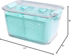Kitchen Spaces Colander Bin, Produce Saver, Fridge Organizer With Lid, Wash, Strain and Store, Great for Refrigerator, Freezer and Pantry, Large, Mint Green, Pack of 1