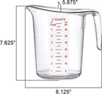 Amazing Abby - Melissa - Unbreakable Plastic Measuring Pitchers (1-Pack), Food-Grade Measuring Jugs, 8-Cup Capacity (2-Quart), Stackable and Dishwasher-Safe, Great for Oil, Vinegar, Flour, More