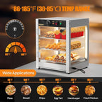 ROVSUN 3-Tier Commercial Food Warmer, 15" Pizza Warmer Food Warmer Display with LED Adjustable Lighting Glass Door Removable Shelves, Countertop Electric Food Warmer for Buffet Restaurant 110V 800W