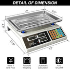 Price Computing Scale 88lb/40kg LCD Digital Commercial Price Scale with Stainless Steel Platform,Produce Scale & Food Scale for Farmers Market, Retail Outlets, Meat Shop (Tray)