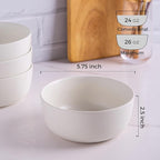 AmorArc Stoneware Cereal Bowls Set of 4, 26oz Soup Bowls Set for Cereal Soup Snacks, Modern Kitchen bowls for Meal, Dishwasher &Microwave Safe,Matte White