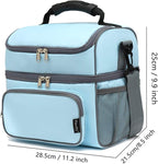 FlowFly Double Layer Cooler Insulated Lunch Bag Adult Lunch Box Large Tote Bag for Men, Women, With Adjustable Strap,Front Pocket and Dual Large Mesh Side Pockets