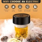 Electric Whiskey Smoker Kit with Wooden Display Barrel, Rechargeable Cocktail Smoker Kit with 6 Premium Wood Chips for Old Fashioned & Whiskey – Bar Gift for Men, Dad, Husband (No Butane Needed)