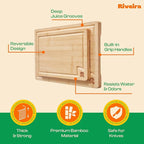 Riveira White Bamboo Wood Cutting Board – Versatile And Durable: Set Of 2 Pcs Rectangular Wooden Cutting Board – Natural Wooden Cutting Boards For Kitchen – Complete White Bamboo Wooden Chopping Board