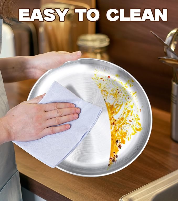Stainless Steel Pizza Pan 12 inch, Pizza Pan for Oven, Steel Pizza Tray, Thick Round Pizza Plate Pizza Baking Sheet, Easy Clean & Dishwasher Safe, Set of 1
