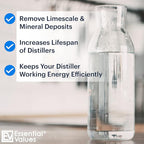 Essential Values Citric Acid Powder Cleaning for Water Distillers - Bulk 2 LBS Universal Descaler for Distilling Machines, Kettles & More - Remove Limescale & Mineral Buildup Fast