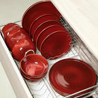 Vicrays Ceramic 12 Pieces Dinnerware Set - Dinner Plates Salad Plates Cereal Bowls Set Service for 4 - Scratch Resistant Microwave Oven Dishwasher Safe - Cherry Red