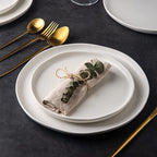 AmorArc Ceramic Dinner Salad Plates Set of 6, Wavy Rim 8.5 Inch Dish Set, The Dessert,Salad, Appetizer, Small Dinner etc Plate,Microwave, Dishwasher Safe, Scratch Resistant - Matte White