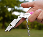 WineOp Professional Wine Opener Luxury Double Hinged Waiter's Corkscrew Wine Bottle Key - Cork screwer for Servers, Bartenders, Sommelier and Home Use | All-In-One Stainless Steel (Pink Resin)