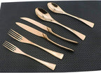 18/10 Stainless Steel Mirror Polished Copper Flatware Set,Dishwasher Safe,Service for 4