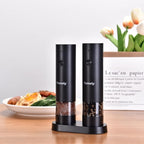 Electric Salt and Pepper Grinder Set-Rechargeable Salt and Pepper Mill Set All in One, Automatic Refillable Adjustable Coarseness Ceramic Grinder, Salt and Pepper Shakers for Kitchen Appliances
