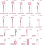 E-far Silicone Cooking Utensils Set, 30 Pcs Heat Resistant Kitchen Utensils with Stainless Steel Handle, Heat Resistant Kitchen Spatulas Turner Tong Spoon Whisk Ladle for Nonstick Cookware, Pink