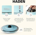 Haden Heritage 1.7 Liter Stainless Steel Electric Kettle, Hot Water Kettle with 360-Degree Base and Auto Shutoff, Turquoise & Chrome