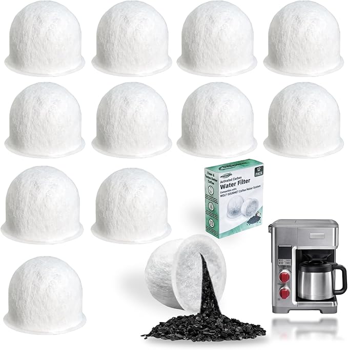 12 Pack WGCM350 Activated Carbon Water Filter Pods Replacement for Wolf Gourmet Coffee Maker System - Compatible with WGCM100S WGCM110S WGCM120S