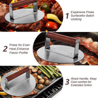 Extra Large Stainless Steel Burger Press, 8.5" NonStick Hamburger Smasher Tool & Grill Press, 2.5 lbs Heavy Duty Bacon Press with Wood Handle for Blackstone Camp Chef Pitboss Weber Griddle Grills
