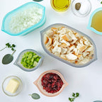 Zip Top Reusable Food Storage Bags | Large Dish [Frost] | Silicone Meal Prep Container | Microwave, Dishwasher and Freezer Safe | Made in the USA