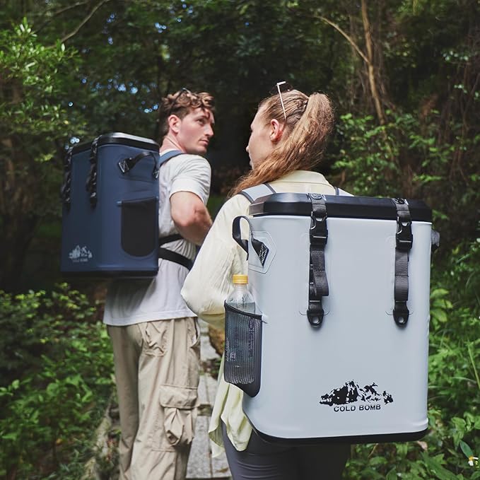 Magnetic Backpack Cooler Bag, Cold Retention Soft Coolers 30 Can Insulated Soft Sided Cooler with Waterproof Bag