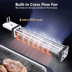 Indoor Grill CUSIMAX Electric Smokeless Grill Portable Korean BBQ Grill with Turbo Smoke Extractor Technology, Non-stick Removable Plate, Tempered Glass Lid, Great for Party(Single Plate)