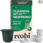 Roobi Cleaning Pods Compatible with Nespresso. Includes 1 Reusable Pod & 12 Cleaning Tablets. Specially Formulated for Originaline Machines. 1 Year Supply.