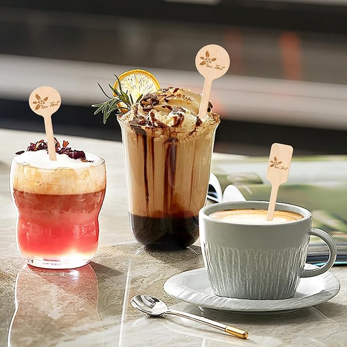 7inch Custom Drink Stirrers, Wooden Coffee Stirrers 50 Count Personalized Stir Sticks Wood Beverage Mixer with Smooth Ends, Swizzle Sticks for Wedding Cocktail (7inch)