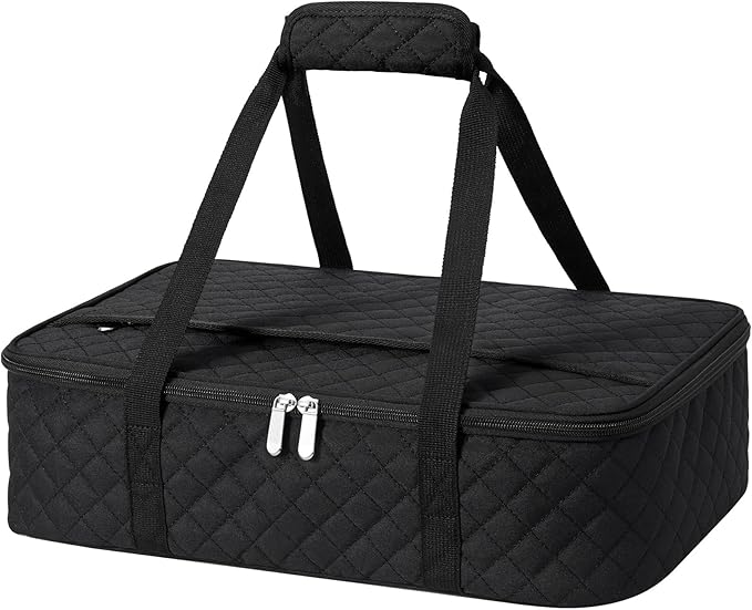 Insulated Casserole Carrier for Hot or Cold Food, Large Insulated Casserole Carrier, Reusable Lunch Box for Men/Women, for Men Adults Work Picnic Hiking Beach Fishing (Black) 17.12" x 11.42"x 4.53"