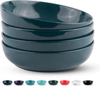 KooK Pasta Bowl, Salad Bowls, Soup, Serving Bowls, Ceramic, Large Capacity, Microwave & Dishwasher Safe, Set of 4, 40 Oz,(Dark Teal)