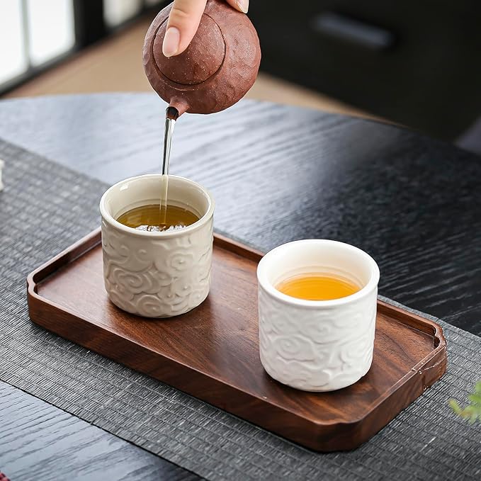 Ceramic Espresso Cups Set of 2 or 4-3oz Demitasse Cups for Coffee & Tea, No Handles, Durable & Dishwasher Safe (gray, 2)