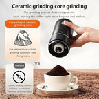 Portable Electric Coffee Grinder Portable USB-C Rechargeable - Compact & Lightweight for Travel, Camping, Home Use, Black/White Design (60, Black, one size fits all)