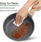 9.5 Inch Nonstick Frying Pan Skillet with Lid,Granite Non Stick Omelet Pans,Induction Compatible Egg Pan with Heat Resistant Handle,PFOA Free