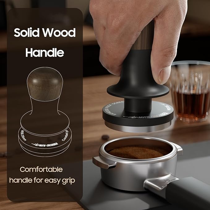 MHW-3BOMBER 58.5mm Espresso Tamper with Sound Feedback, Calibrated Coffee Tamper 30lbs, Tamper for E61 Espresso Machine, Flat Base T7067F-OS
