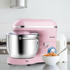Aucma Stand Mixer,6.5-QT 660W 6-Speed Tilt-Head Food Mixer, Kitchen Electric Mixer with Dough Hook, Wire Whip & Beater (6.5QT, Pink)