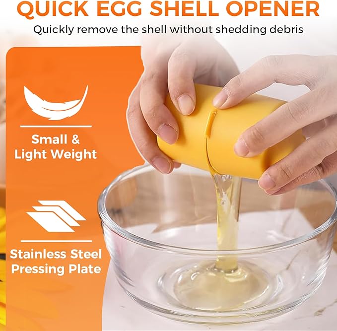 Egg Cracker Tool | Easy Shell Egg Opener | Handheld Egg Seperator Tool | Perfect for Baking, Scrambled Eggs & Omelets – No Mess, No Shell Pieces (Yellow - 1 Pc)
