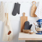 KITCHENAID Ribbed Soft Silicone Oven Mitt 2-Pack Set, 7.5"x13", Charcoal Grey