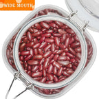 50oz Square Glass Food Storage Jars with Airtight Clamp Lids, 3 Pack Large Kitchen Canisters for Flour, Cereal, Coffee, Pasta and Canning, Mason Jar (Clear 50oz Square - 3 sets)