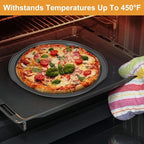 13 Inch Pizza Pan for Oven, 2 Pack Round Pizza Pan with Holes Non-sticking Carbon Steel Pizza Tray with Handles Pizza Baking Pan for Cooking and Grilling Oven Safe