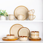 LERATIO Ceramic Dinner Plates Set of 6, 10.5 Inch Reactive Glaze Porcelain Plates, Modern Shape Dinnerware Dishes Set for Kitchen,Microwave&Dishwasher&Oven Safe, Scratch Resistant-Khaki