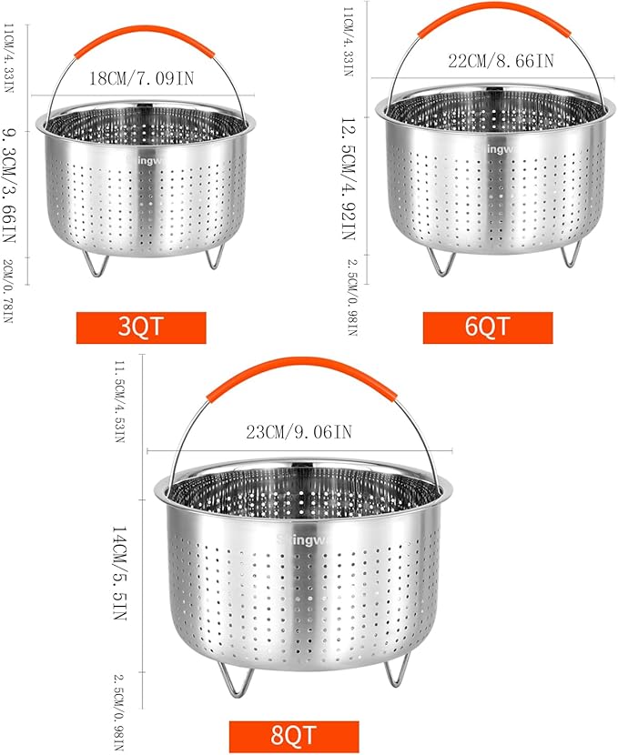 Steamer Basket for Instant Pot, Stainless Steel Vegetable Steamer Basket Insert for Pots (3qt)