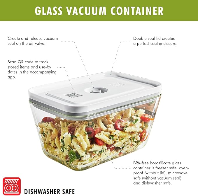 ZWILLING Fresh & Save Airtight Glass Food Storage Containers with Lids, Meal Prep Containers, One Size, La Mer
