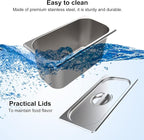 Valgus Commercial Grade Stainless Steel 3 Sections 17 Qt Bain Marie Food Warmers Electric Countertop Steamer with Lid and Tap for Parties, Banquet and Catering Events