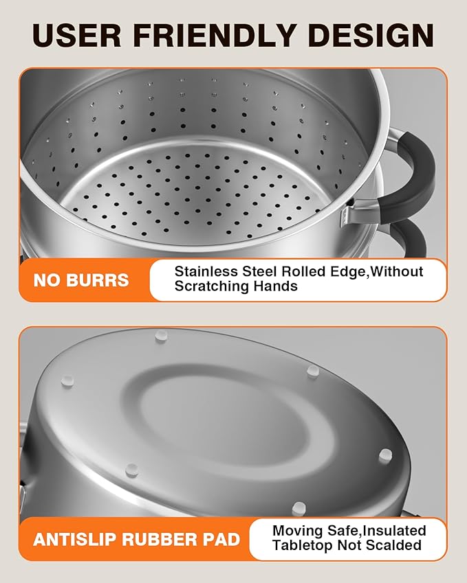 PYY Steam Juice Extractor Electric- 11QT Fruit Vegetables Steam Juicer for Canning, 3-Layer Stainless Steel with Tempered Glass Lid, Hose, Jelly, Syrup, Clamp Steamer Extractor for Making Juice