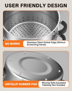 PYY Steam Juice Extractor Electric- 11QT Fruit Vegetables Steam Juicer for Canning, 3-Layer Stainless Steel with Tempered Glass Lid, Hose, Jelly, Syrup, Clamp Steamer Extractor for Making Juice