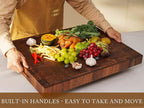AZRHOM Extra Large Thick Walnut Wood End Grain Cutting Board 24x18x2 In, Wooden Butcher Block, Chopping Board For Kitchen with Juice Groove Handles Non-Slip Pats (Gift Box)